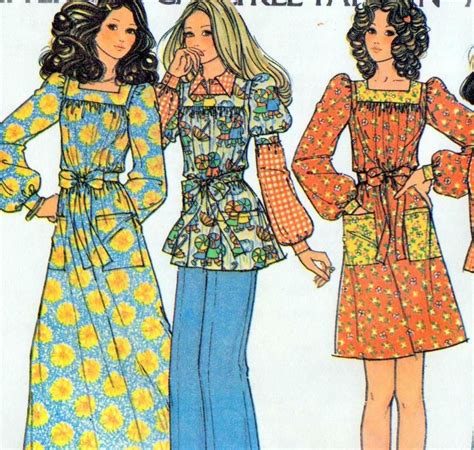 70's dress patterns sewing|70s multi fabric patterns.